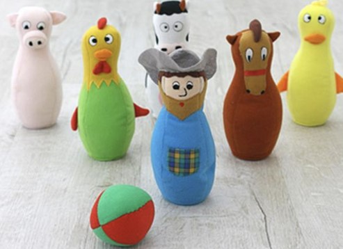 가축 동물 인형 볼링 공 세트 헝겊 봉제